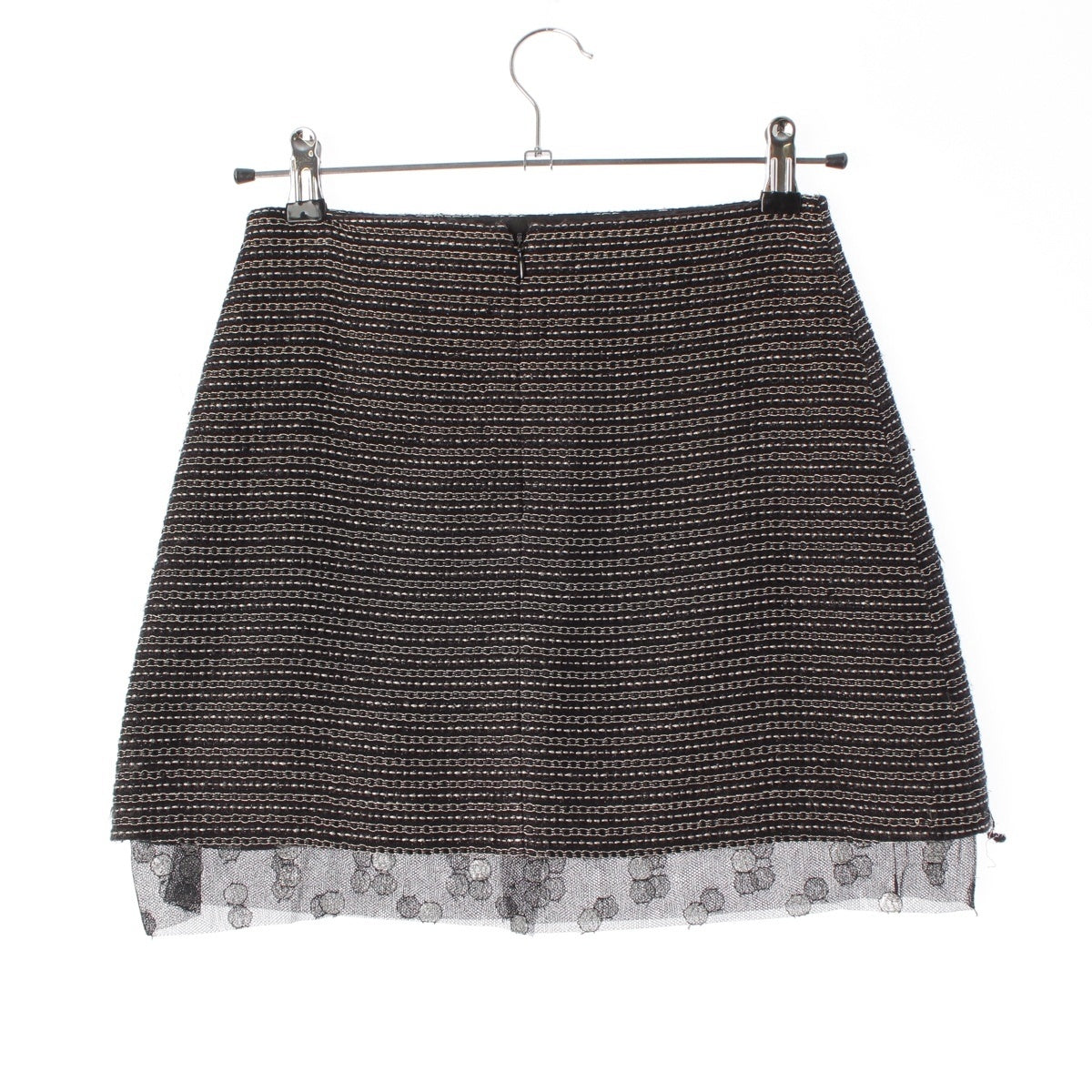CHANEL Chain Pattern Tweed skirt Bottoms P22251 black 38