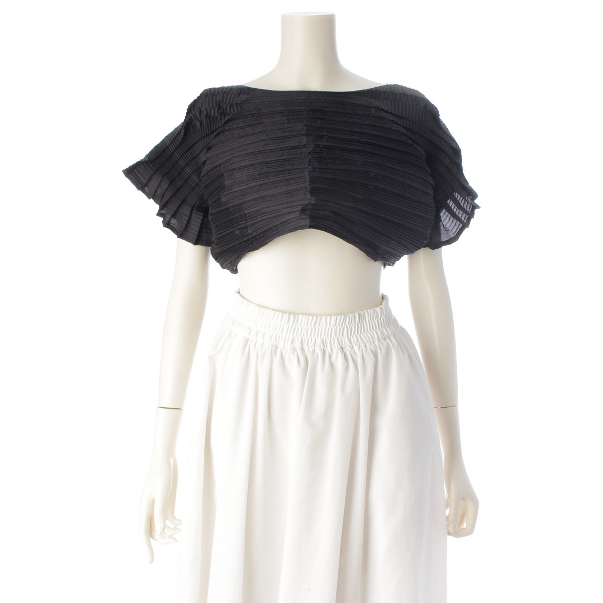 ISSEY MIYAKE FETE Modified Pleated Bolero Short-Sleeve Top cardigan Haori IM84FD725 black 2