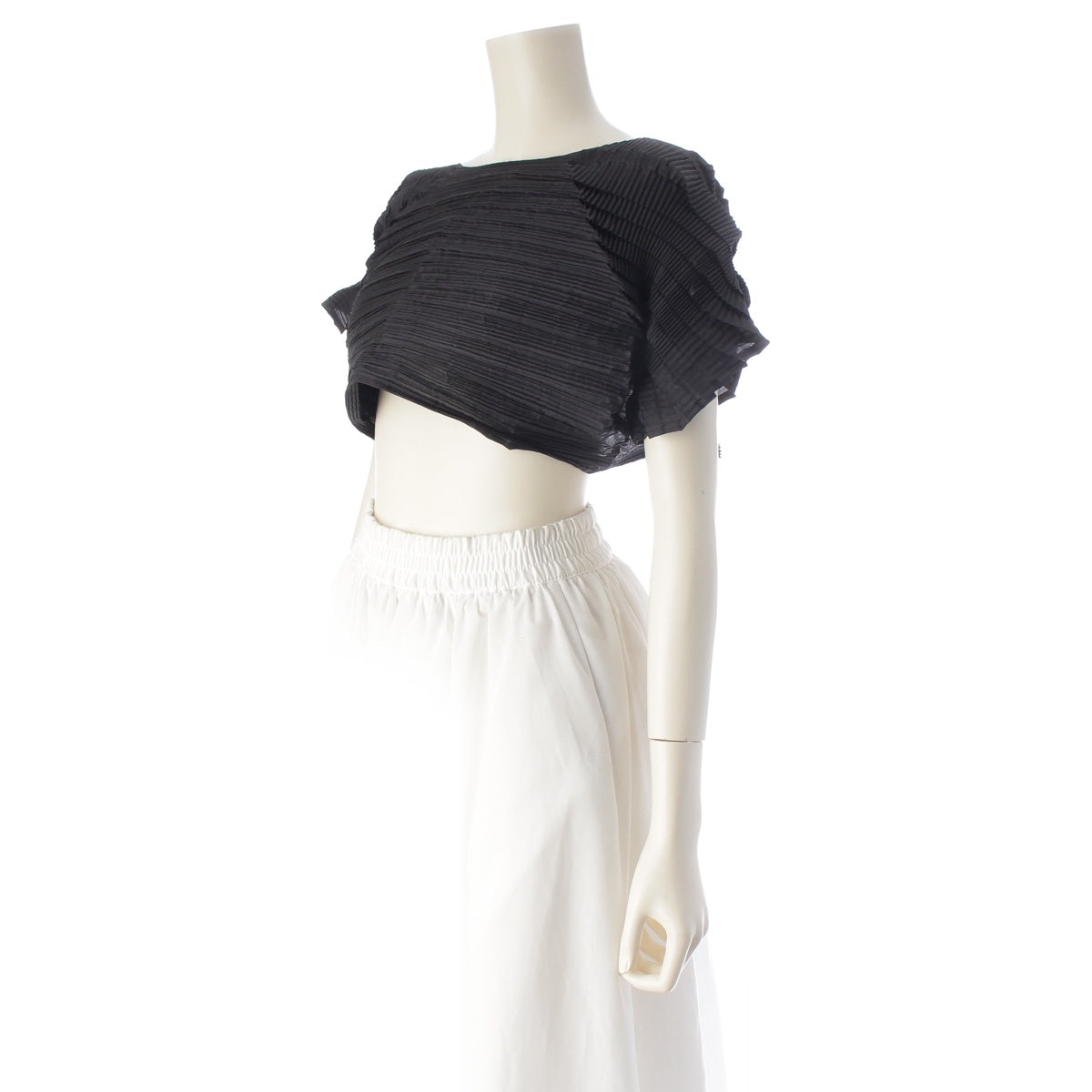 ISSEY MIYAKE FETE Modified Pleated Bolero Short-Sleeve Top cardigan Haori IM84FD725 black 2