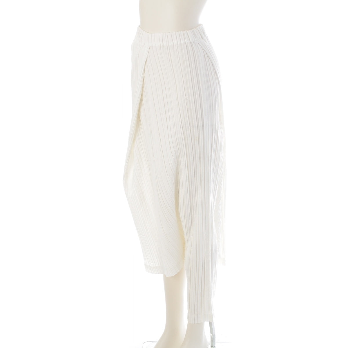 ISSEY MIYAKE Brush tag, asymmetrical, pleated, irregular shape Saruel pants Bottoms JG41329 white M