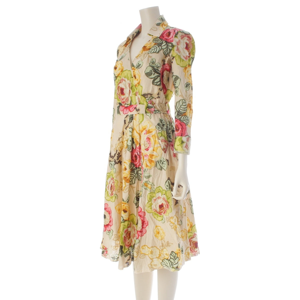 KENZO cotton Vintage Botanical Graphic Flare one piece dress multicolor 36