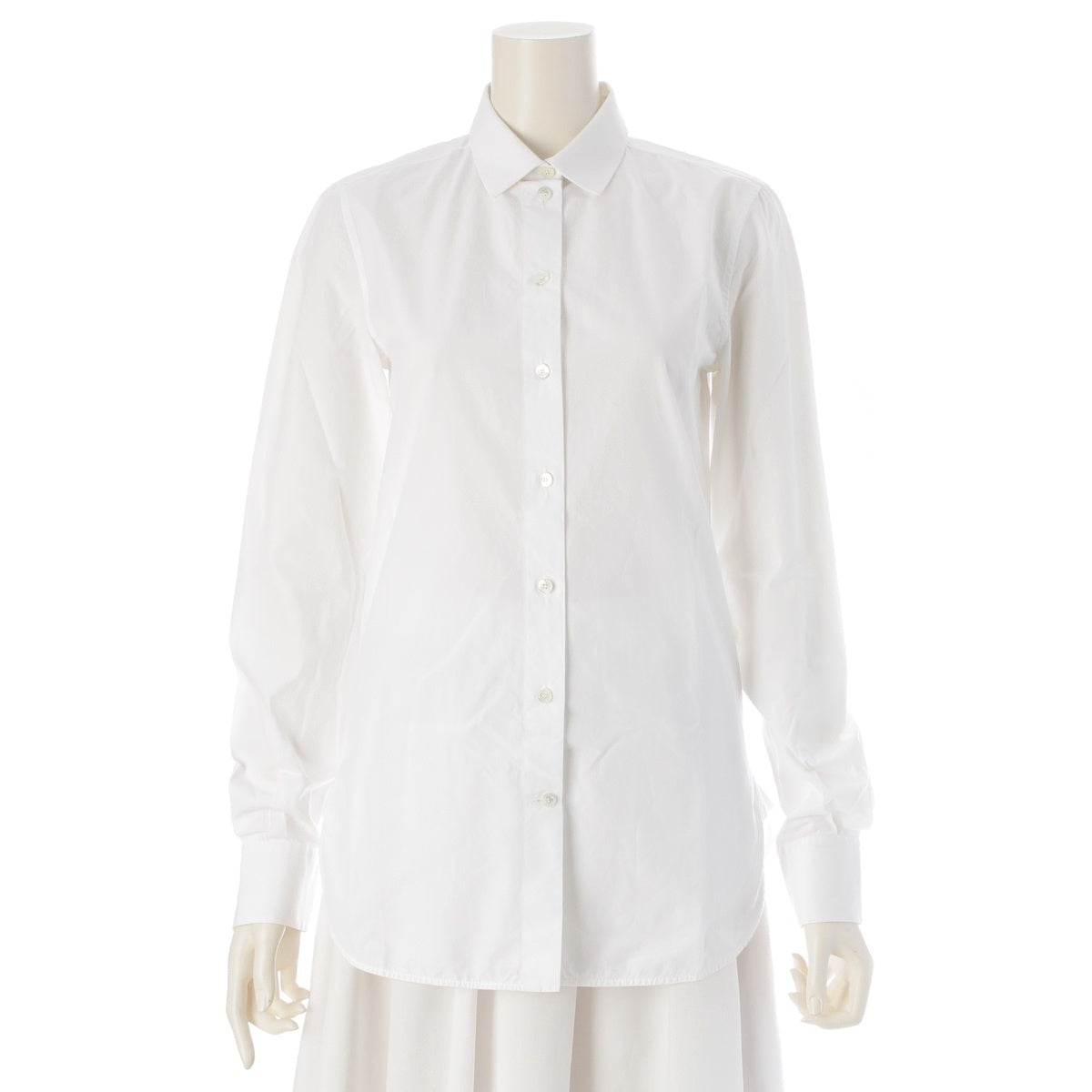 CELINE Long-sleeved, shell-button, plain Long sleeve shirt blouse tops 2 0N79 / 2891 white 36