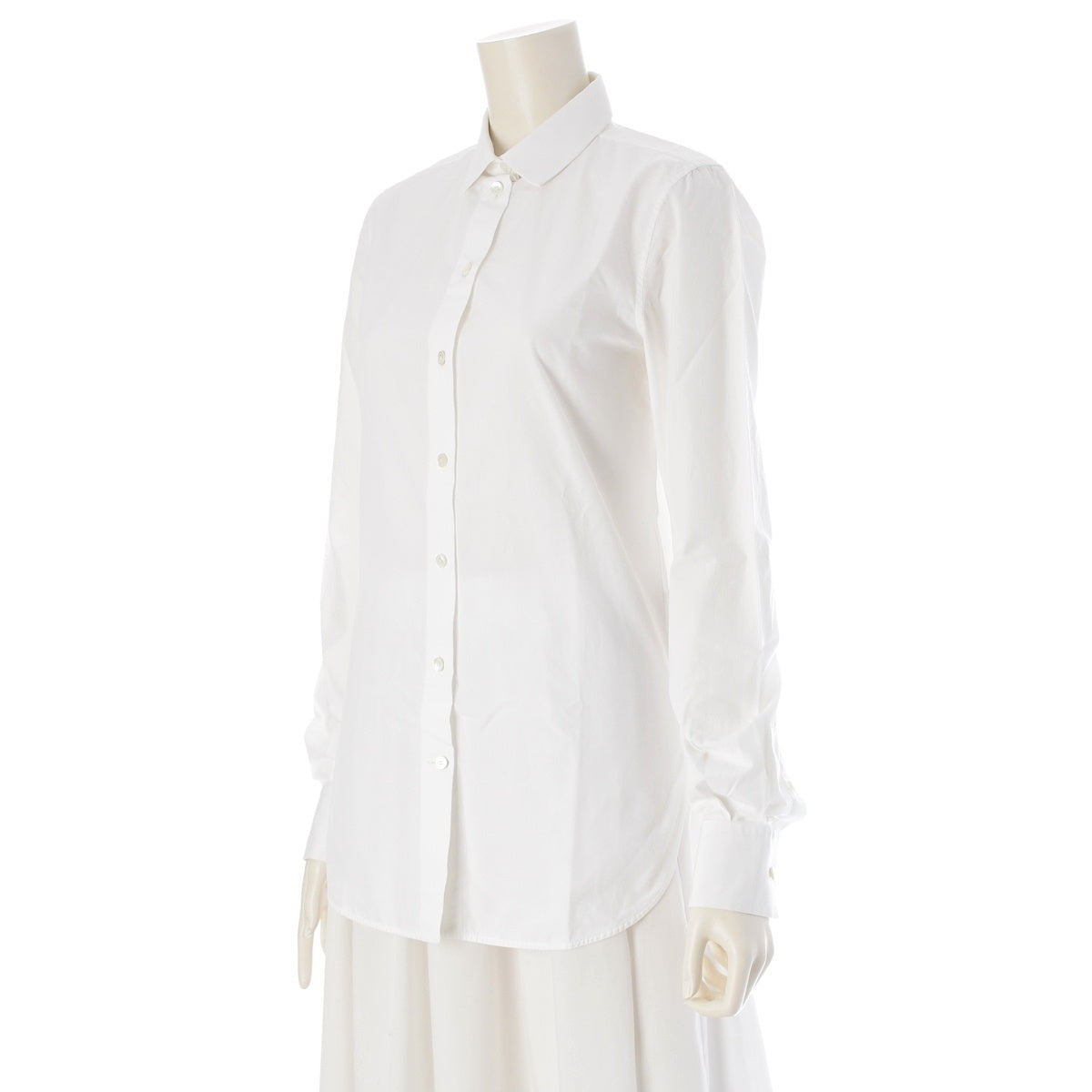 CELINE Long-sleeved, shell-button, plain Long sleeve shirt blouse tops 2 0N79 / 2891 white 36