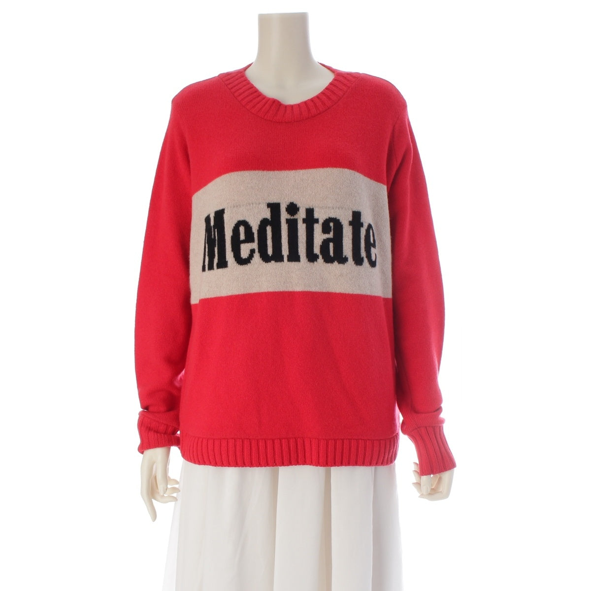 The Elder Statesman GREG CHAIT cashmere Crew neck MEDITATE knit tops 2820800089 Red white XXS
