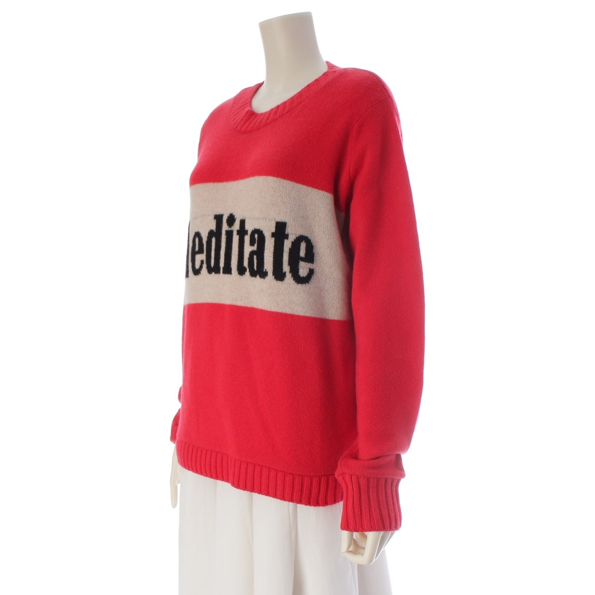 The Elder Statesman GREG CHAIT cashmere Crew neck MEDITATE knit tops 2820800089 Red white XXS