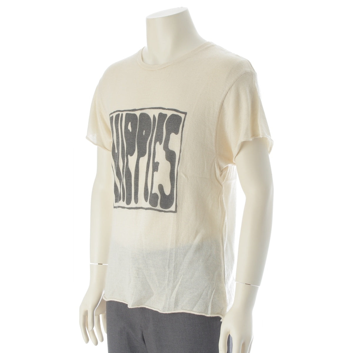 The Elder Statesman GREG CHAIT cashmere silk HIPPES Short-Sleeve Crew Neck knit tops Off-white multicolor M