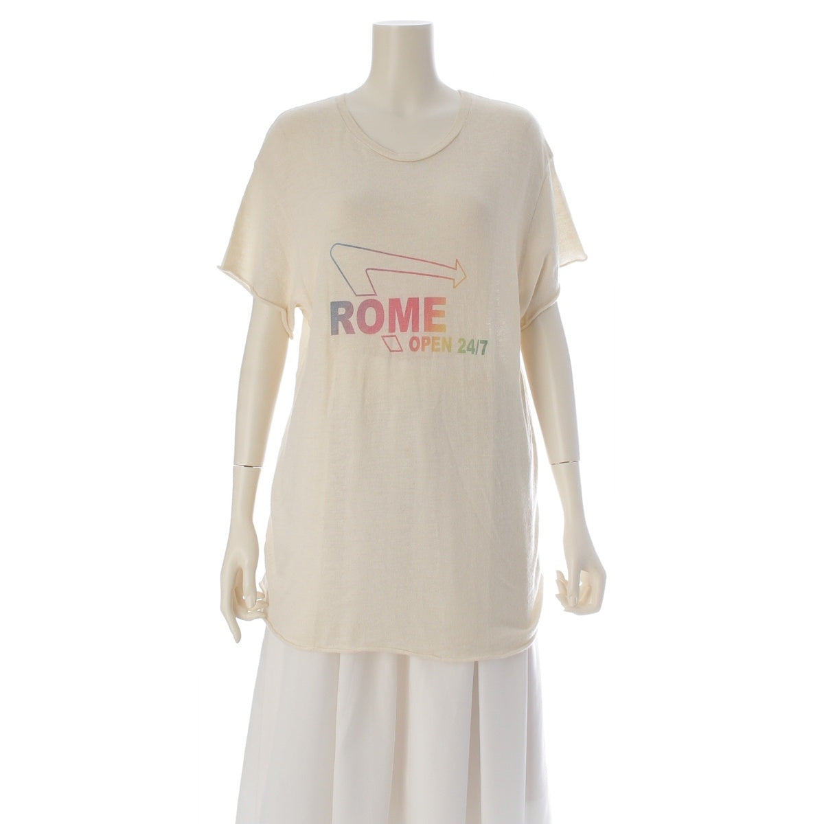 The Elder Statesman GREG CHAIT cashmere silk ROME Short Sleeve knit tops off white M