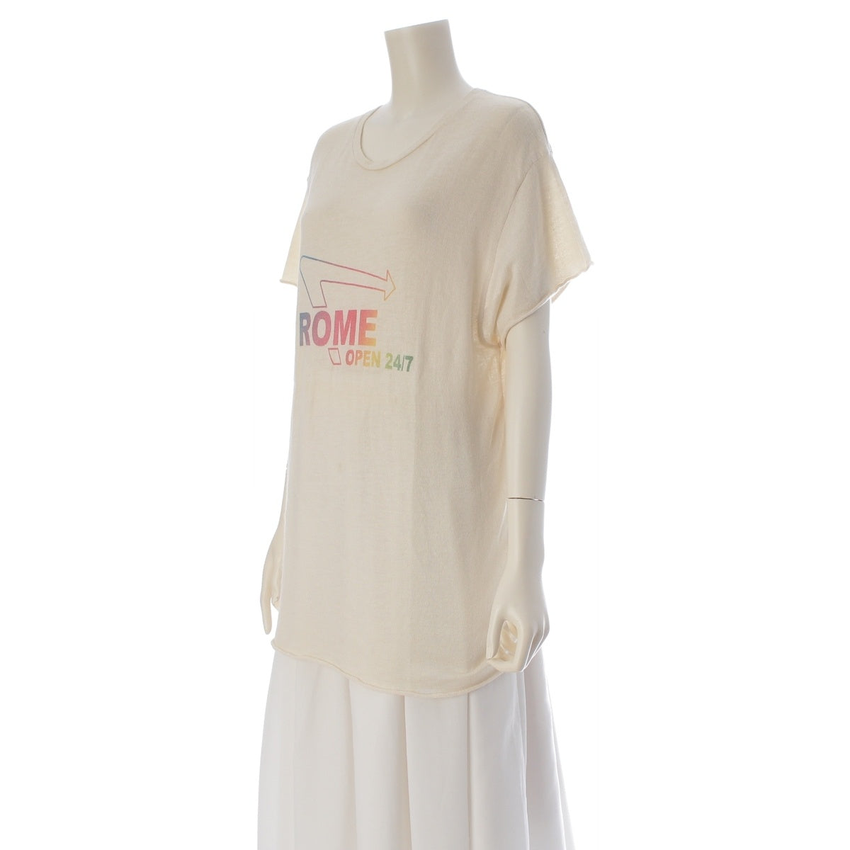 The Elder Statesman GREG CHAIT cashmere silk ROME Short Sleeve knit tops off white M