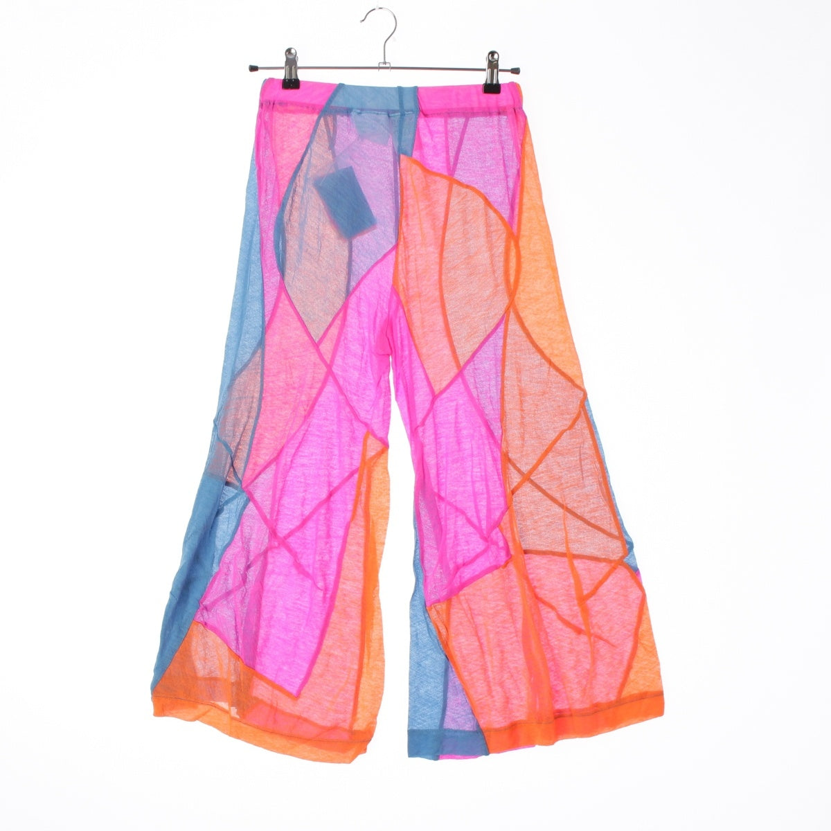 COMME des GARCONS Wool nylon Kaleidoscope Flat Design Switch Pants Bottoms Gray x Blue x Fluorescent Pink x Fluorescent Orange