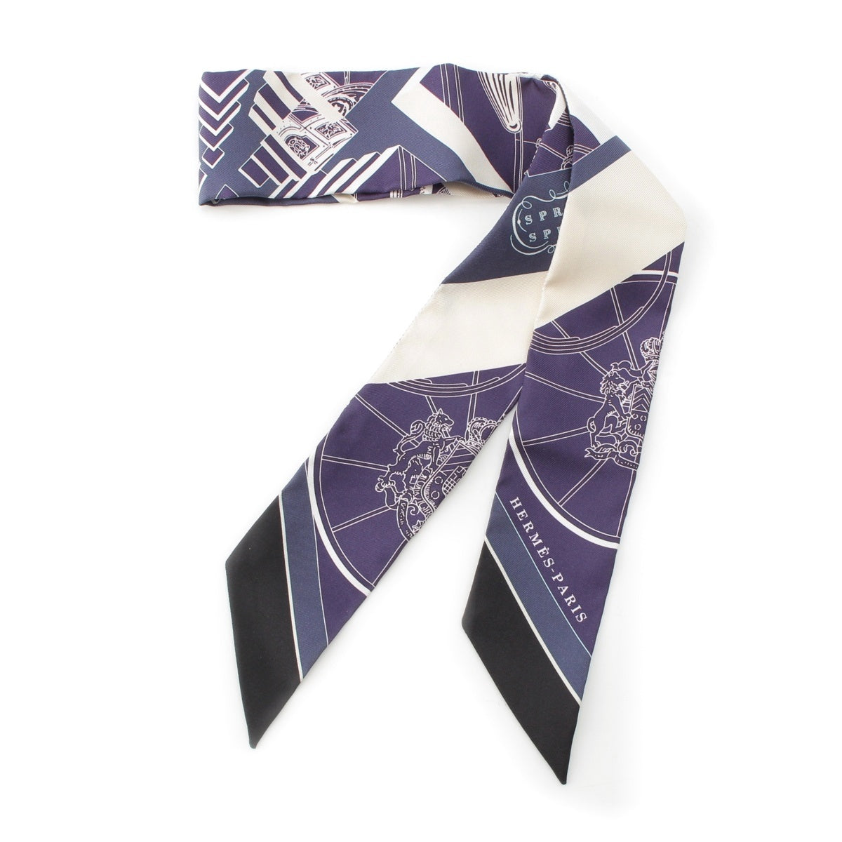 HERMES Springs Springs silk Twilly scarf Navy