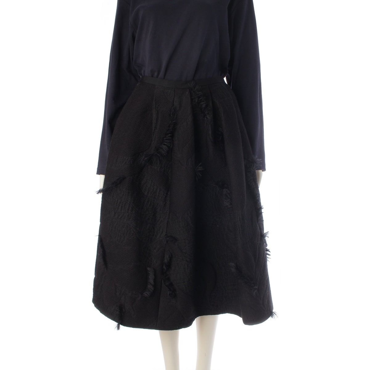 Drawer Wool silk Fringe Jacquard skirt 6524-299-1377 black 36