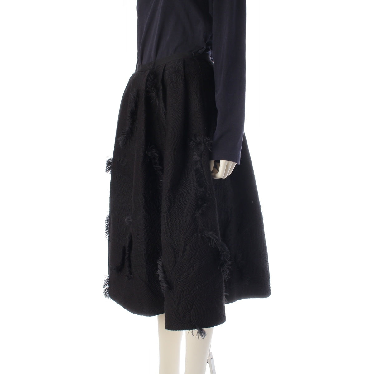 Drawer Wool silk Fringe Jacquard skirt 6524-299-1377 black 36