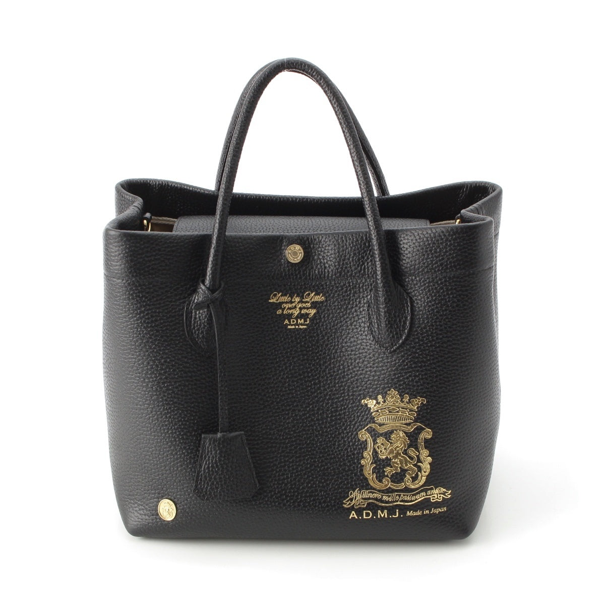 A.D.M.J THE Cube shrink leather Embossing Tote Bag black