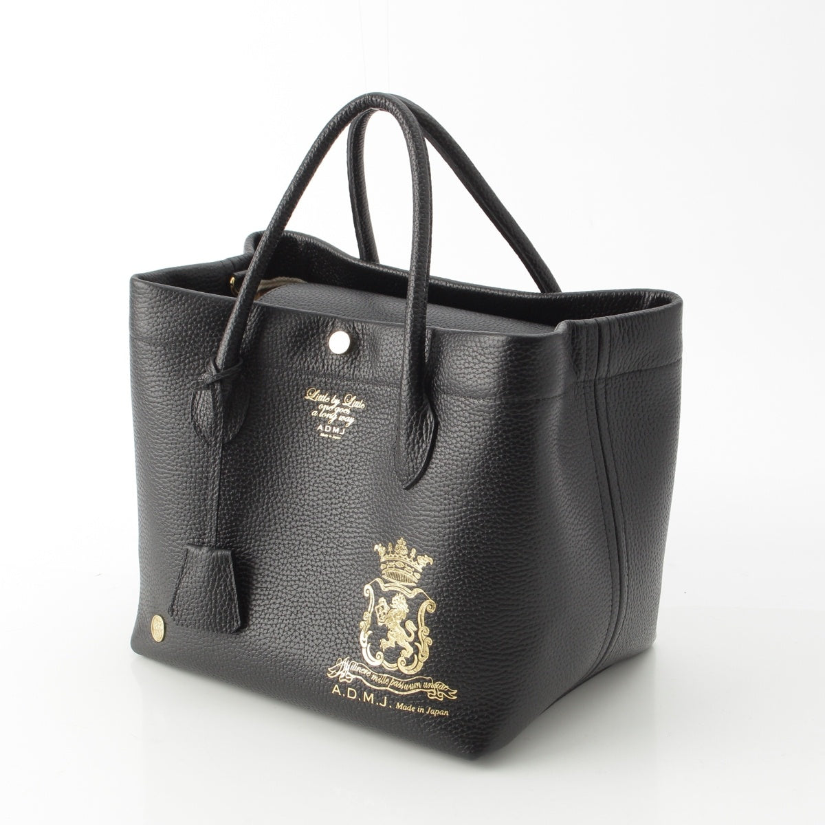 A.D.M.J THE Cube shrink leather Embossing Tote Bag black