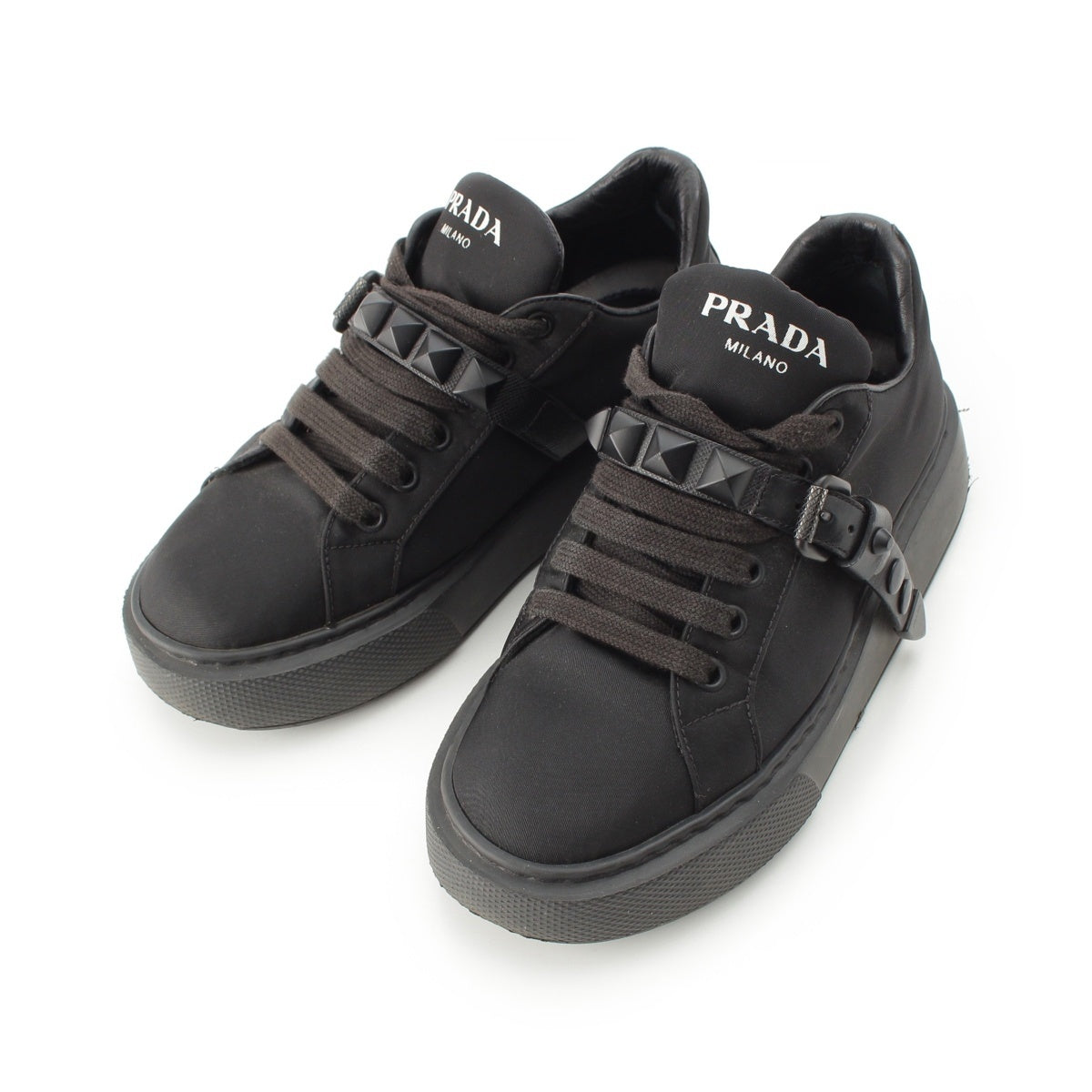 PRADA Nylon Studded belt fabric sneakers shoes 1E813L black 35