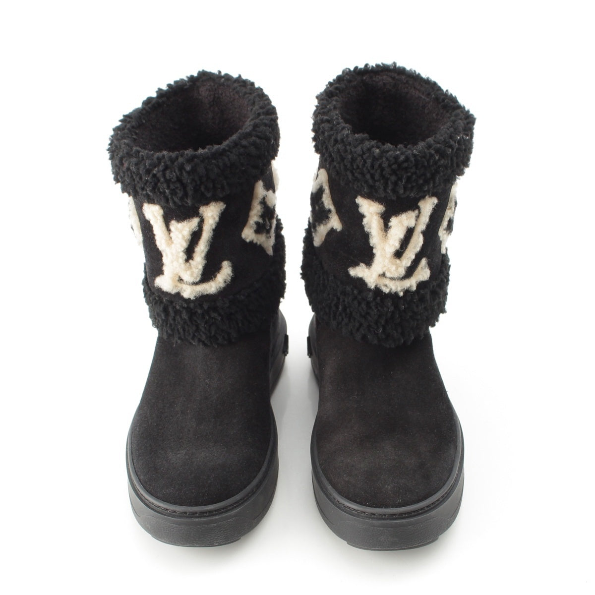 LOUIS VUITTON Bore Snowdrop Line Monogram Mouton boots TC0251 black 34 1/2