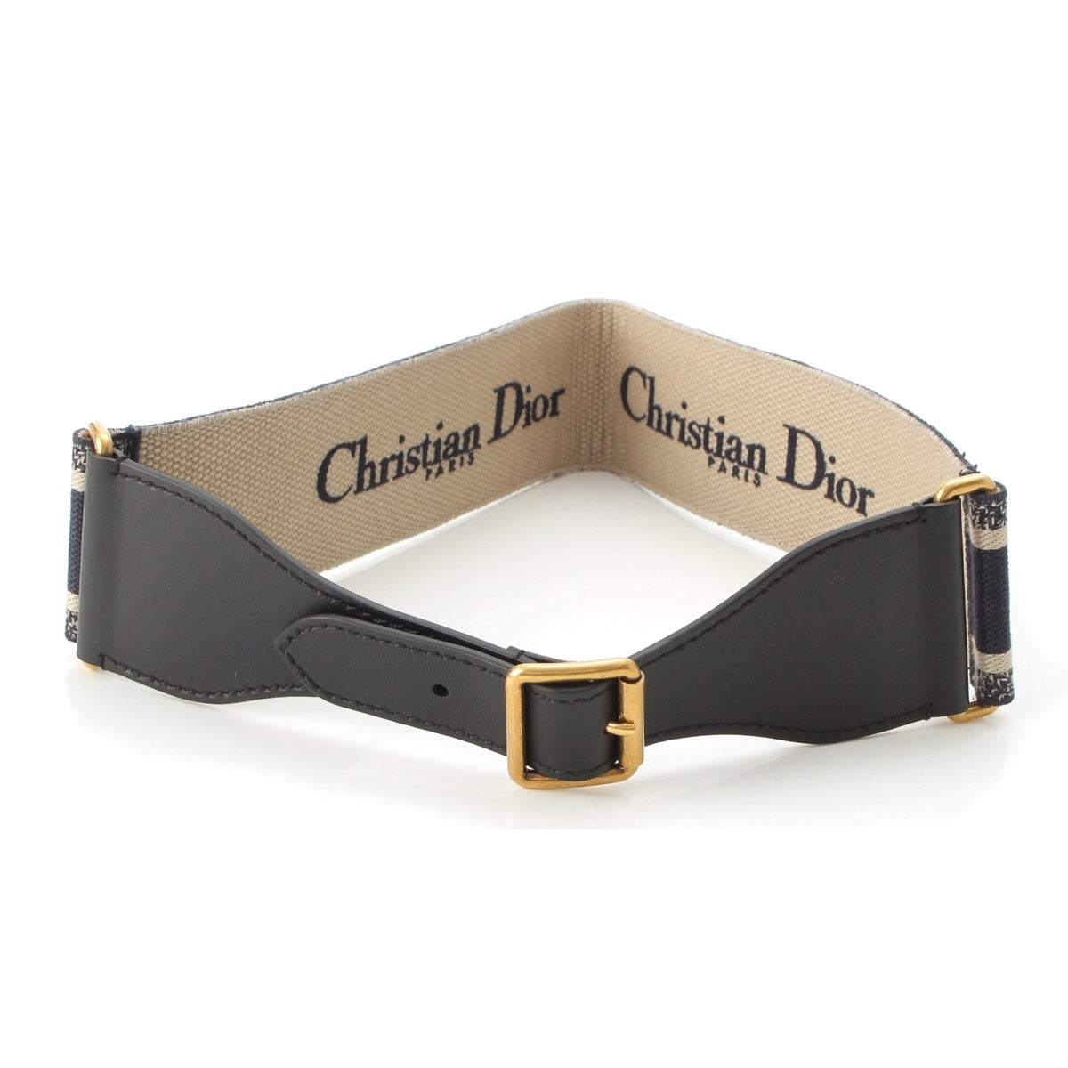 Christian Dior Embroidery Signature belt 50-MA-0230 Navy 80