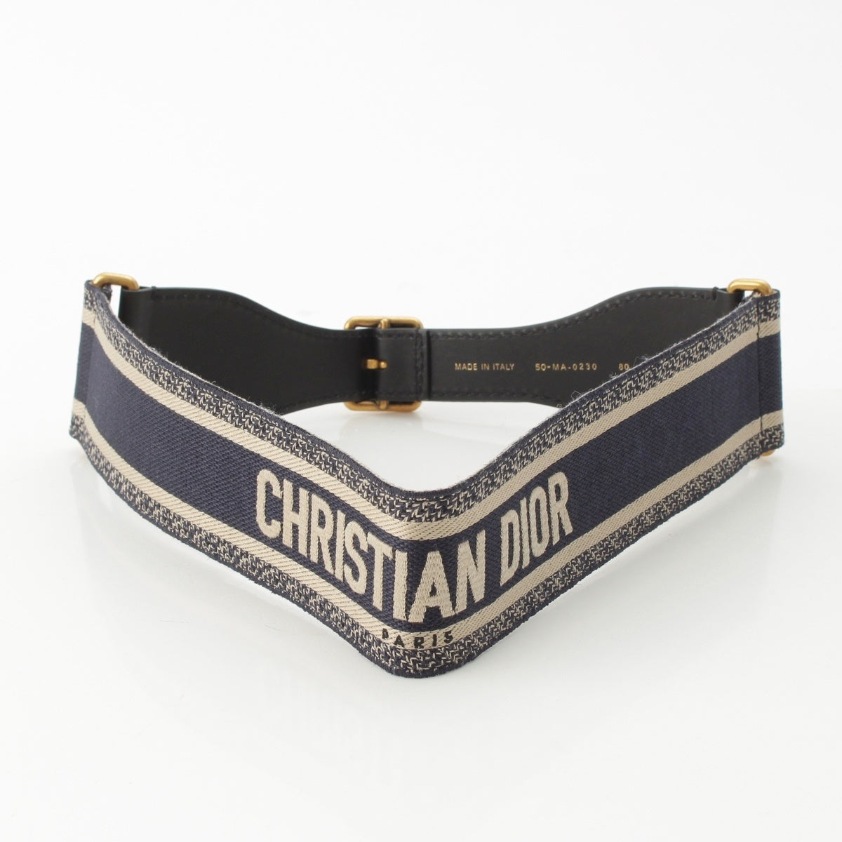Christian Dior Embroidery Signature belt 50-MA-0230 Navy 80