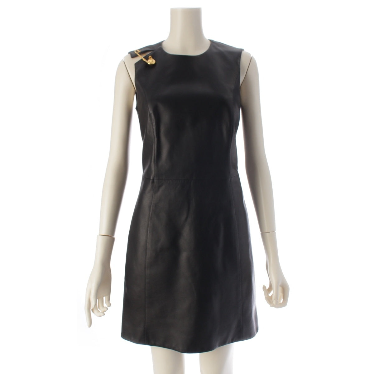 VERSACE Lamb leather Medusa Pin Sleeveless one piece A85808 black 36