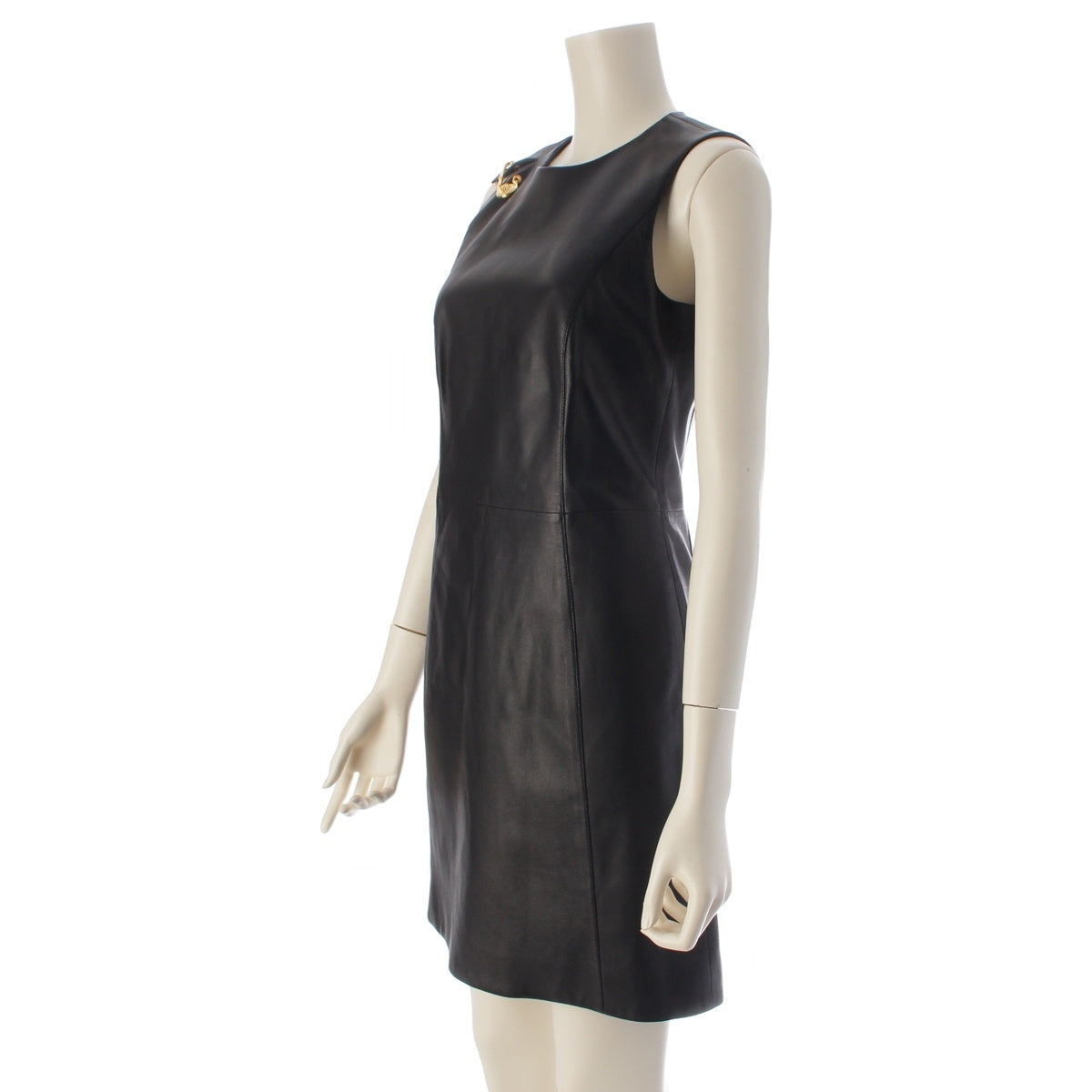 VERSACE Lamb leather Medusa Pin Sleeveless one piece A85808 black 36
