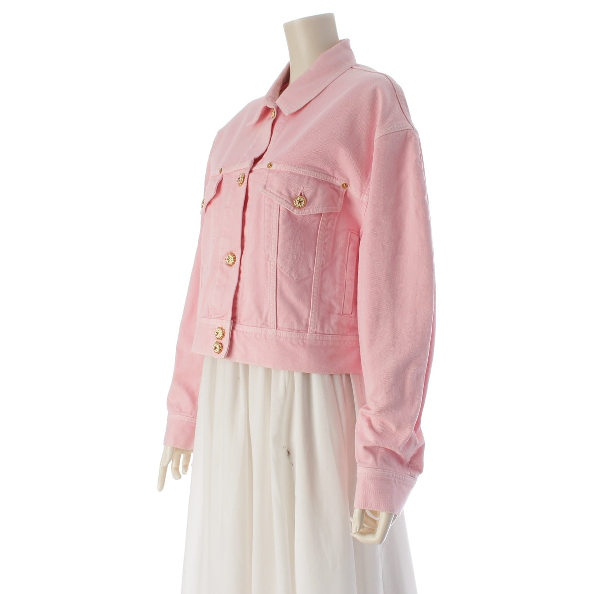 VERSACE cotton cropped Denim Jacket A88851 pink 38