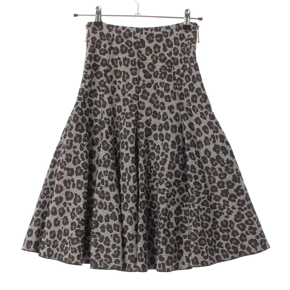 VERSACE All-over print side-zip Medusa pin flare skirt Bottoms A87315 gray 36
