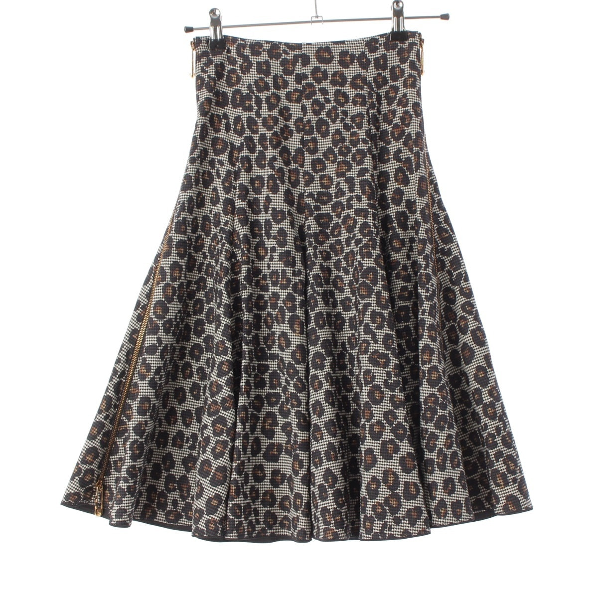VERSACE All-over print side-zip Medusa pin flare skirt Bottoms A87315 gray 36