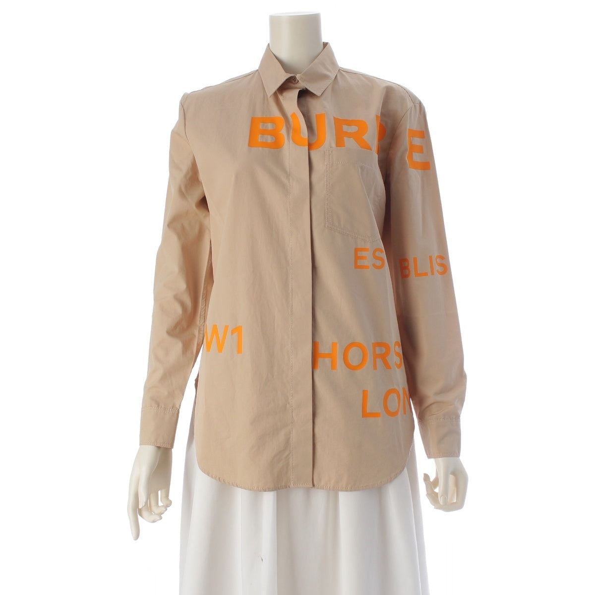 BURBERRY cotton Horse ferry print Long sleeve shirt 8029006 beige 34