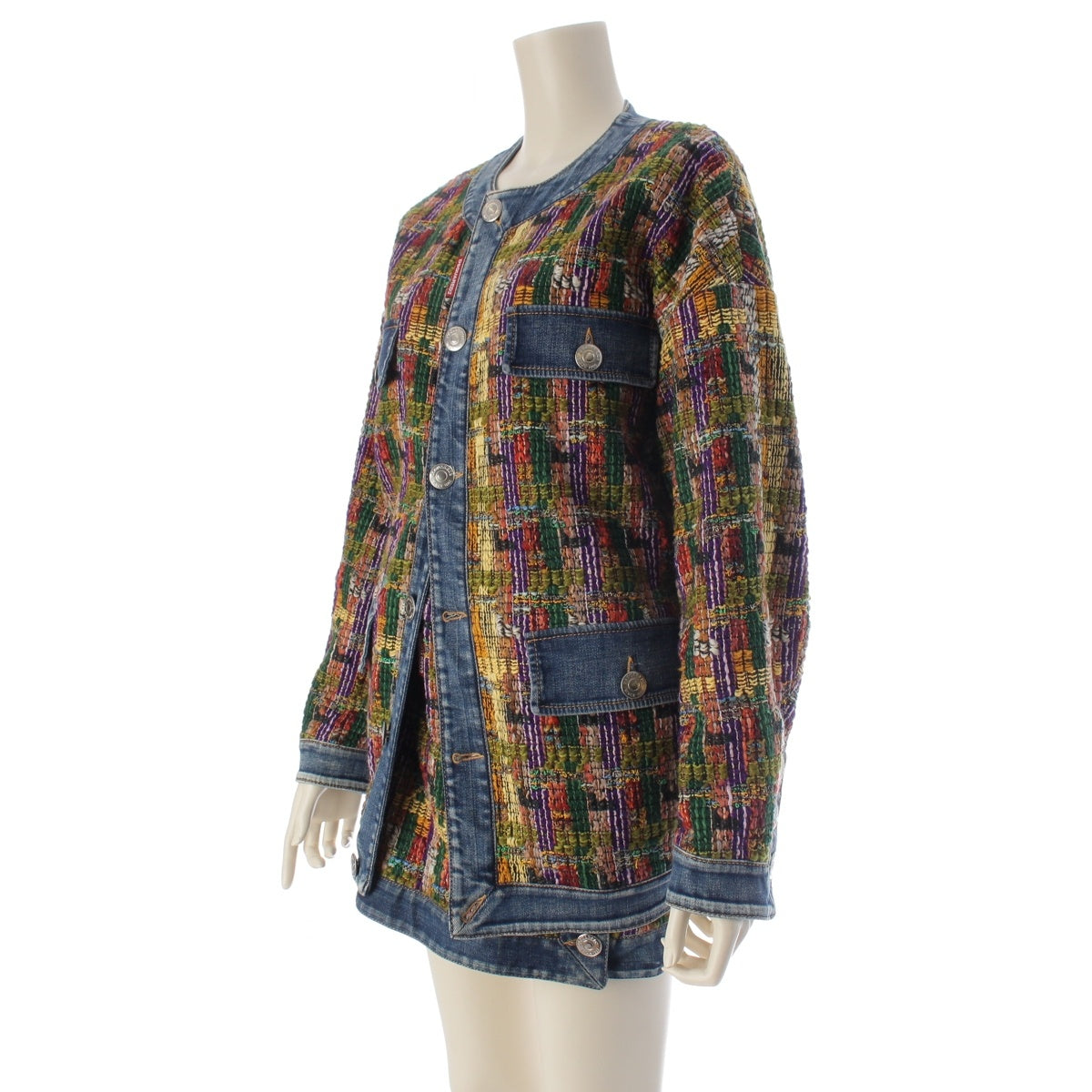 DSQUARED2 Cotton wool Tweed Multi Denim Skirt setup S75MA0832/S75AM0905 multicolor 36/38