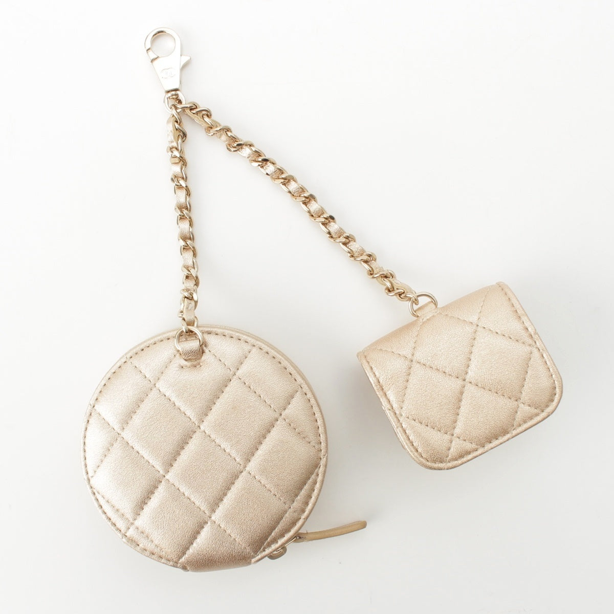 CHANEL Matrasse lambskin COCO Mark AirPods Case Coin case Champagne Gold