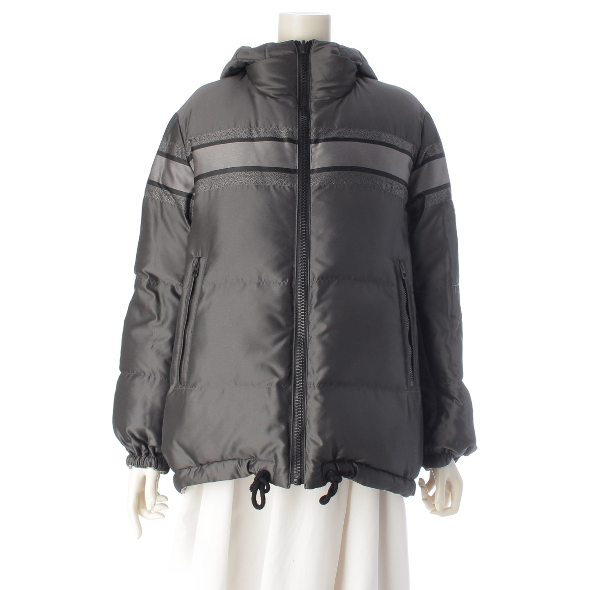 Dior polyester Oblique Reversible Cropped Puffer Down jacket gray XS