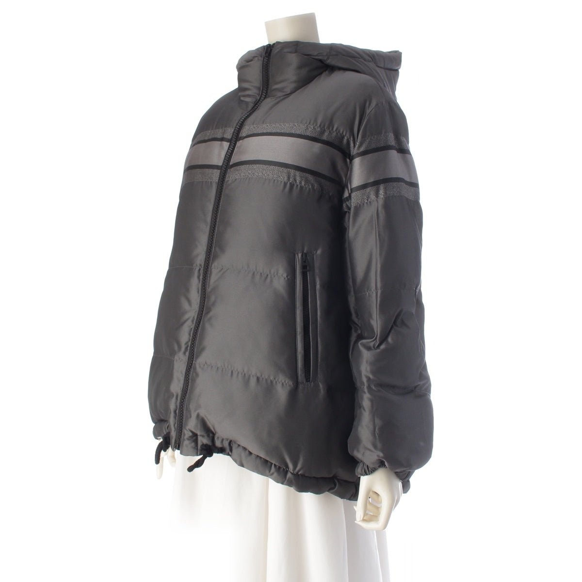 Dior polyester Oblique Reversible Cropped Puffer Down jacket gray XS