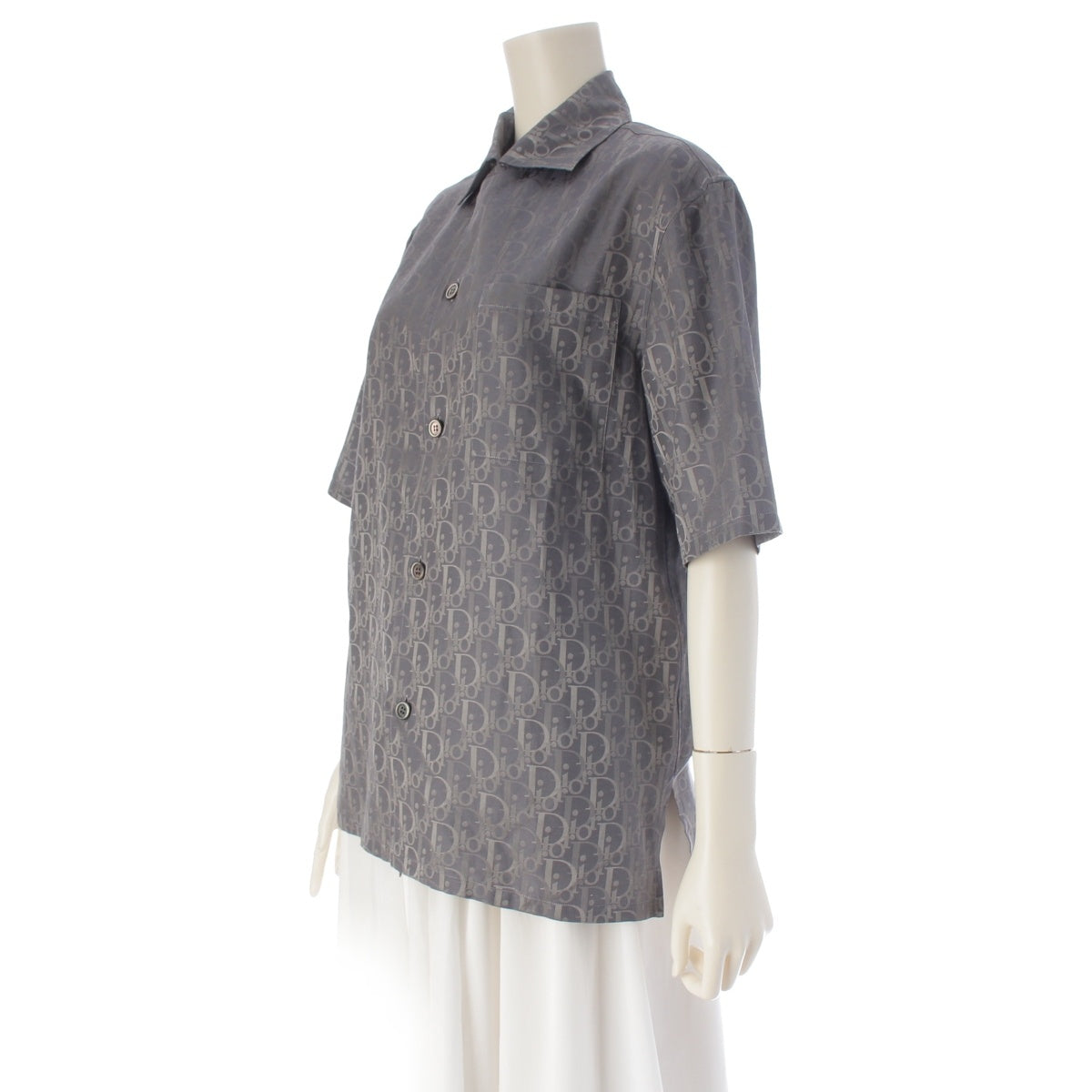 Christian Dior silk cotton Oblique Short sleeve shirt 113C519A5050 gray 37