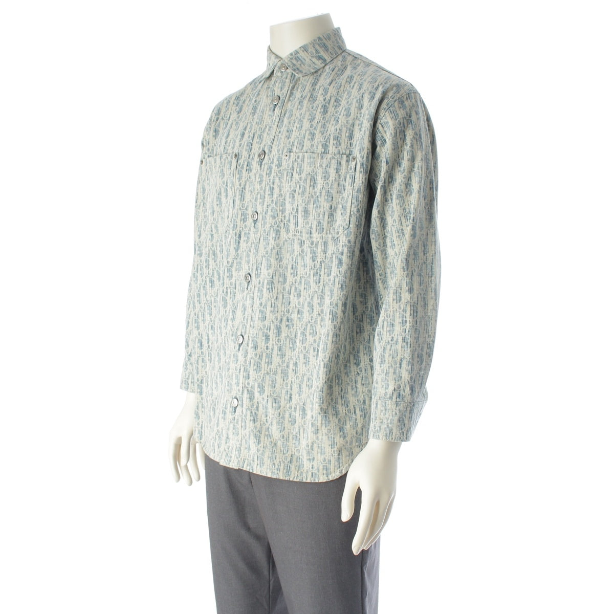 Dior cotton Oblique Kasuri Denim Oversized Long sleeve shirt 013D585BY989 Light blue 37