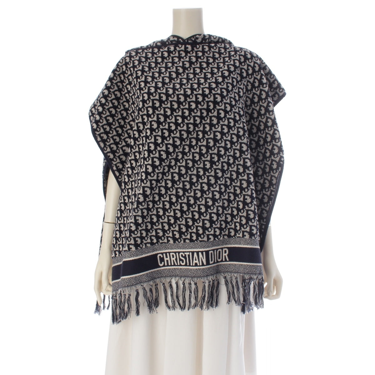 Christian Dior cotton Oblique poncho outer 14CDO370I901 Navy x gray U