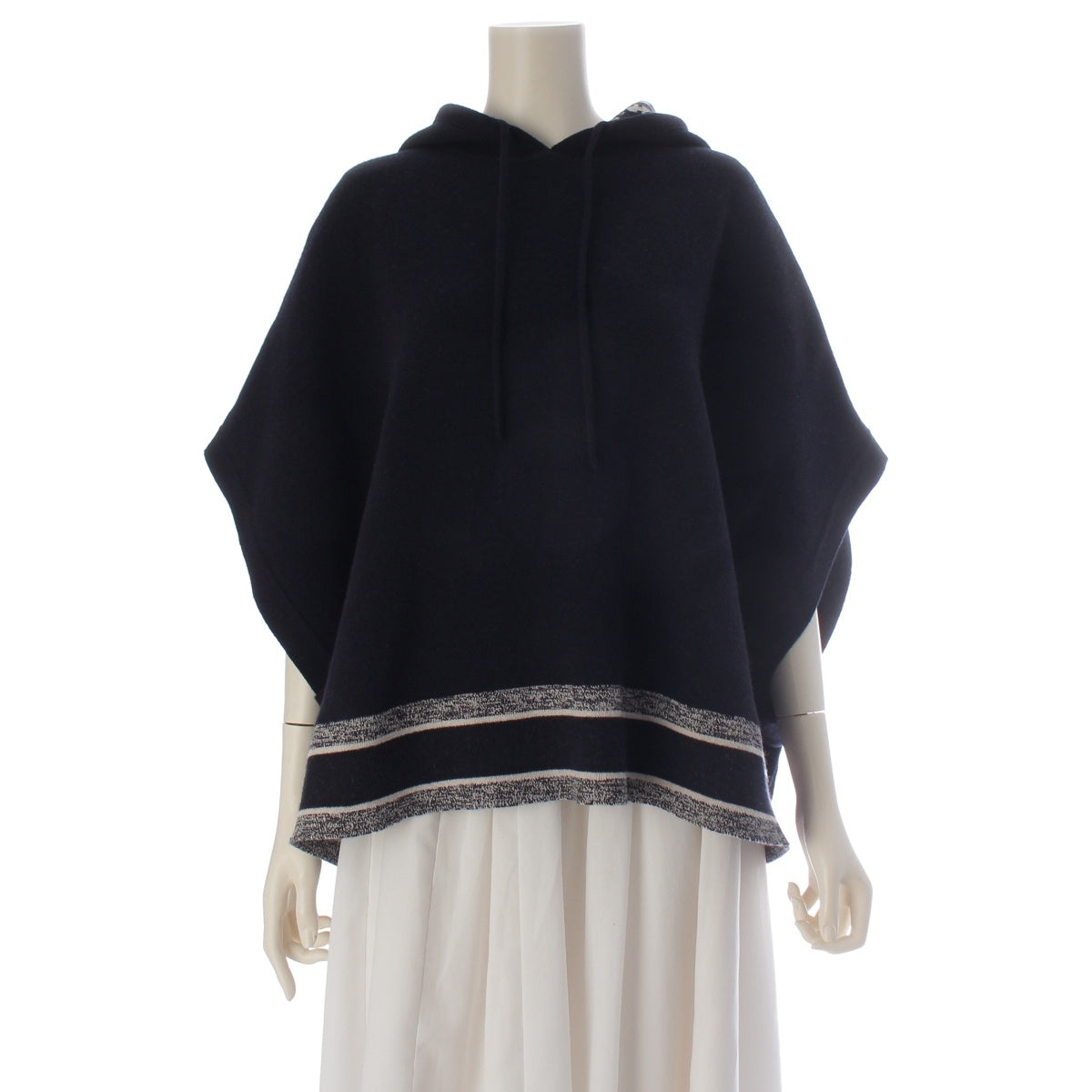 Christian Dior cashmere Logo Hoodie poncho 144S30AM055 Navy white 34