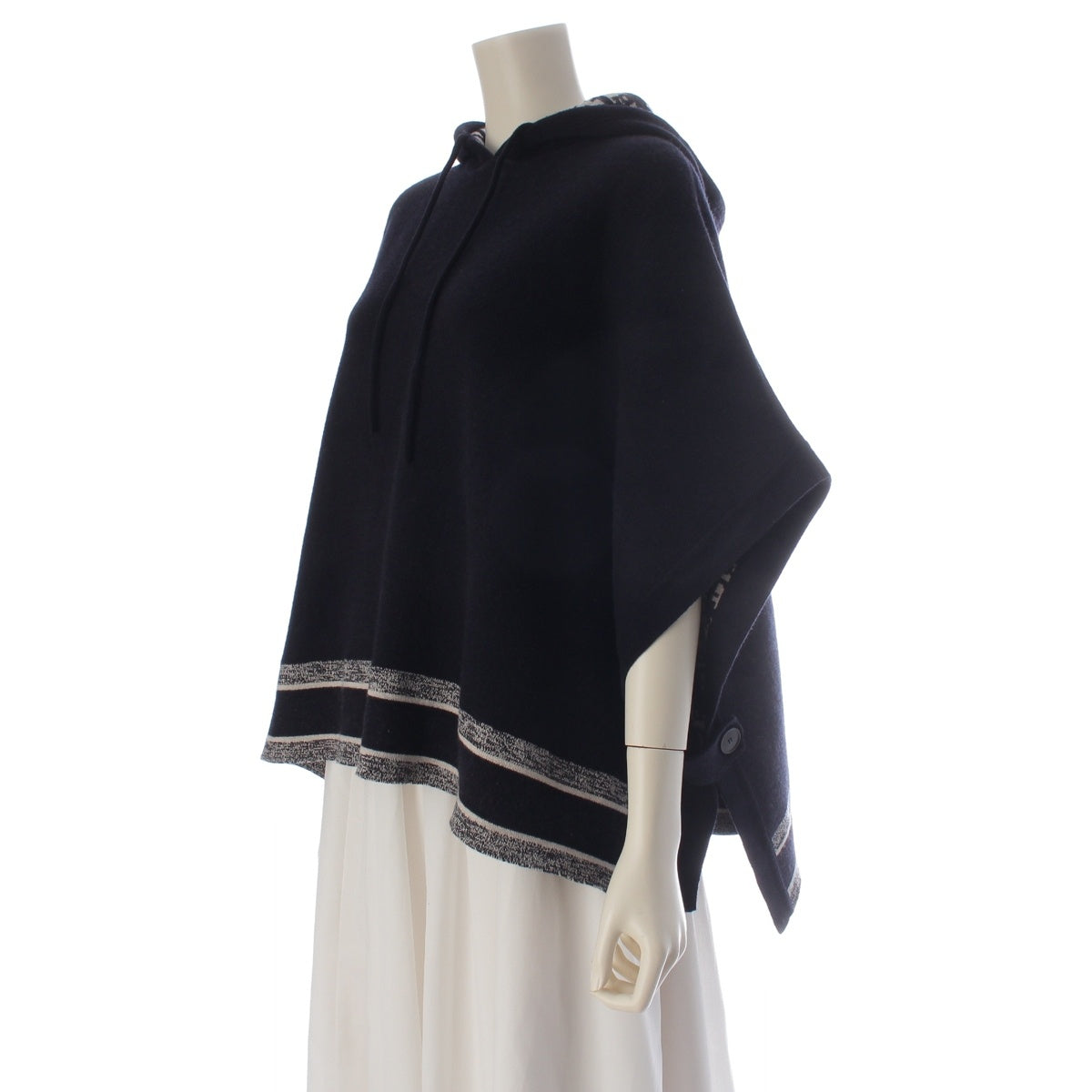 Christian Dior cashmere Logo Hoodie poncho 144S30AM055 Navy white 34