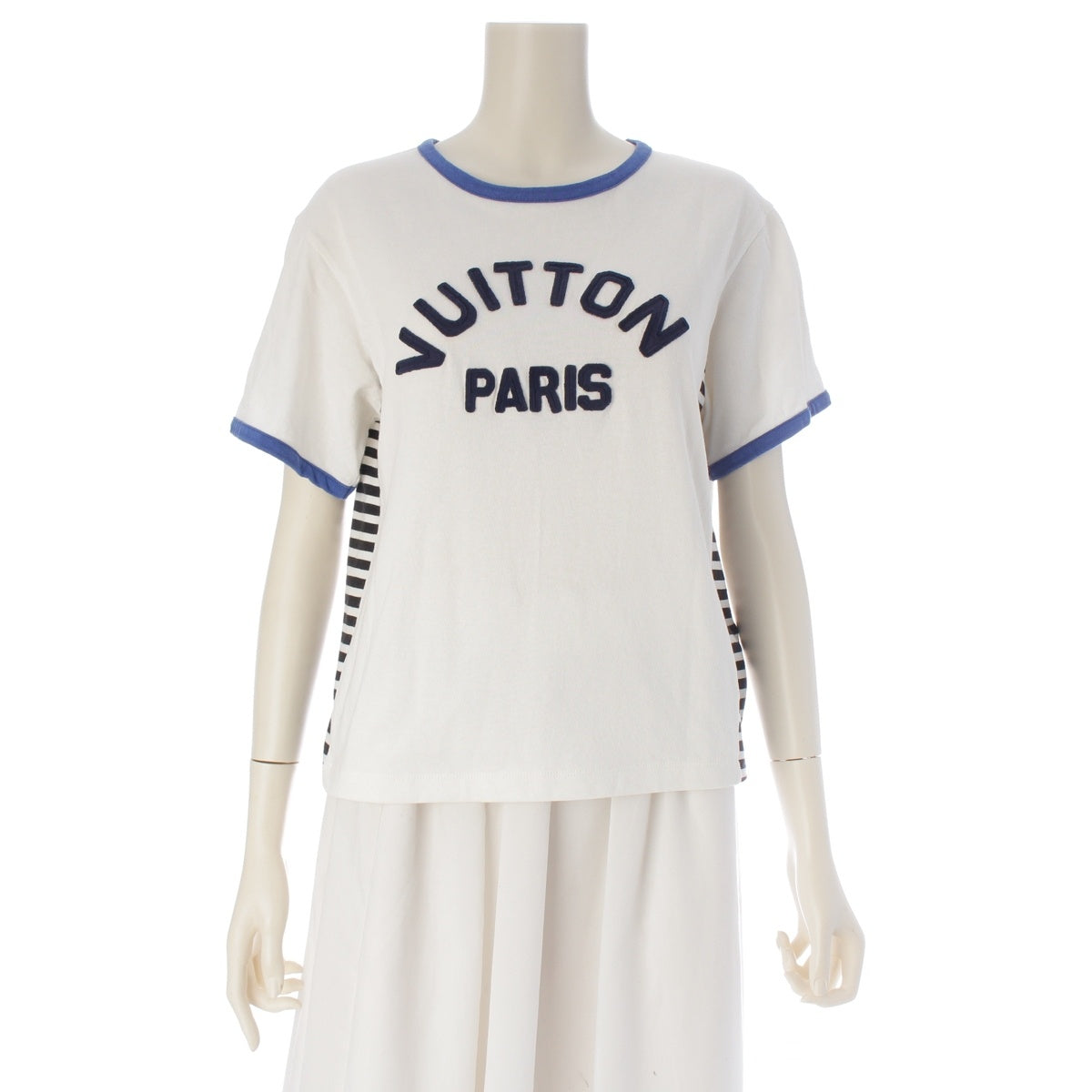 LOUIS VUITTON Logo short sleeve Cut tops RW232W OB0 FPTB06 White blue XXS