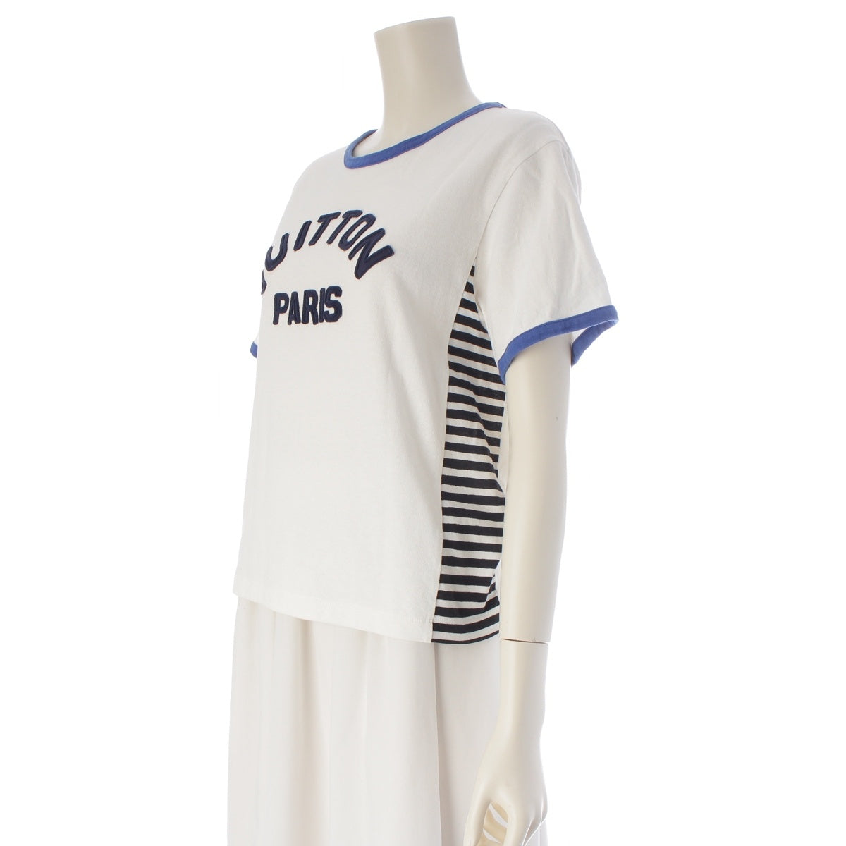 LOUIS VUITTON Logo short sleeve Cut tops RW232W OB0 FPTB06 White blue XXS