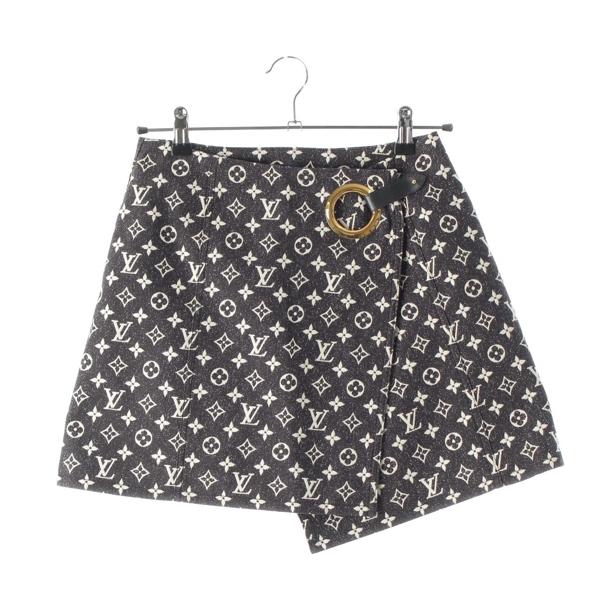LOUIS VUITTON Monogram Cotton Cowhide Jacquard Mini skirt RW231A KJ2 FOSK69 black 34