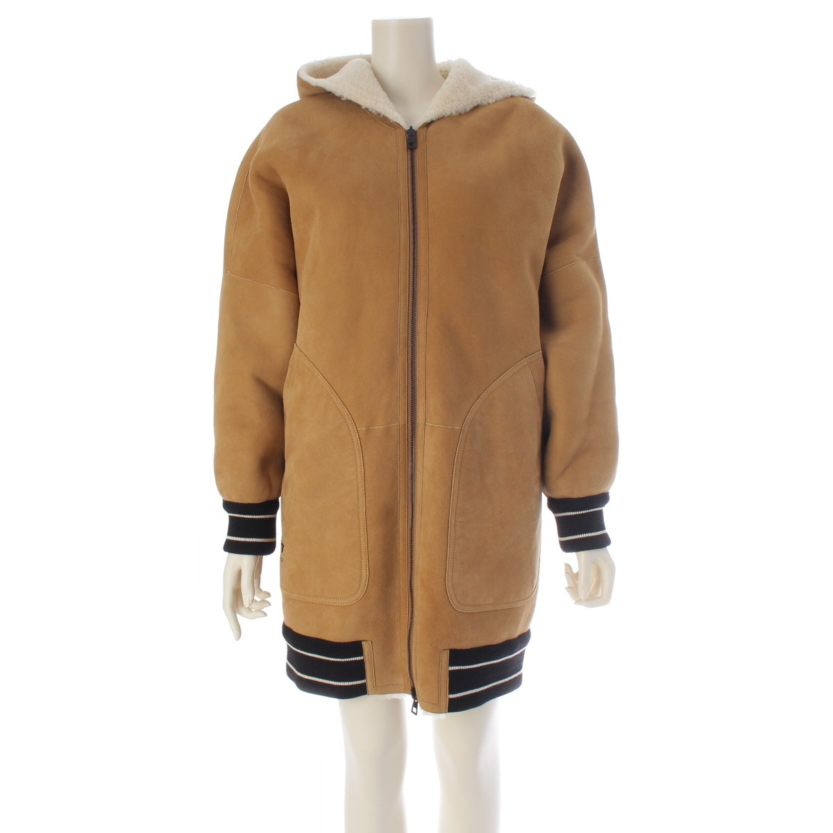 Dior Lambskin x wool reversible Jacket Bee logo 248C85AL815 Beige x Ivory 40