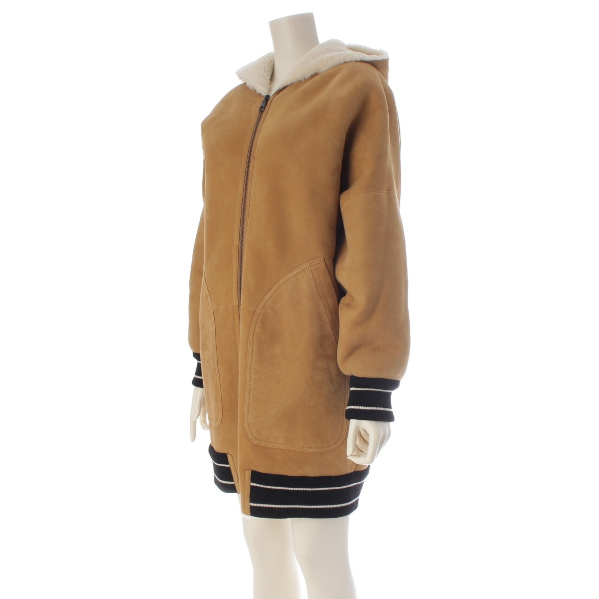 Dior Lambskin x wool reversible Jacket Bee logo 248C85AL815 Beige x Ivory 40