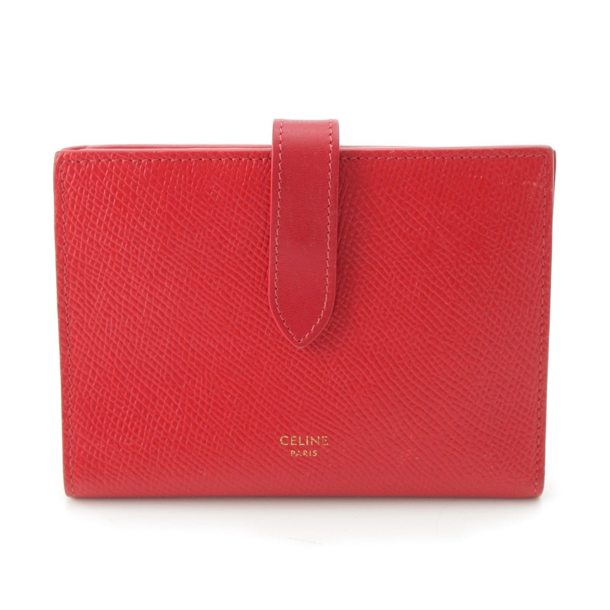 CELINE Multifunction Strap Logo Bifold Wallet Red