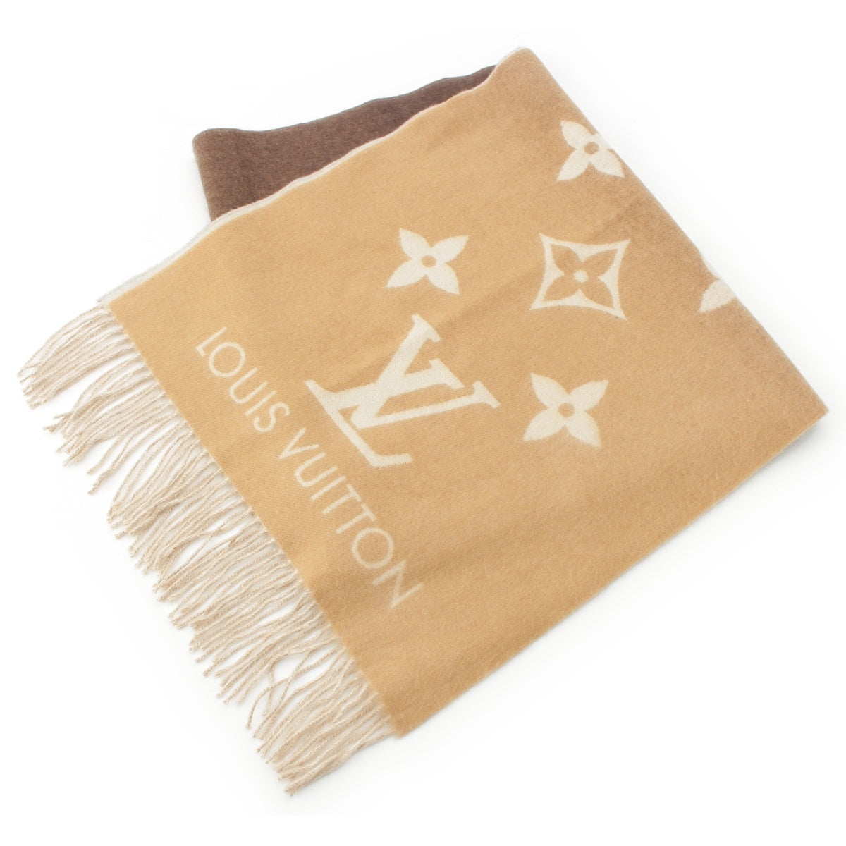 LOUIS VUITTON Estherp Reykjavik Gradient cashmere Scarf M73675 Brown x beige