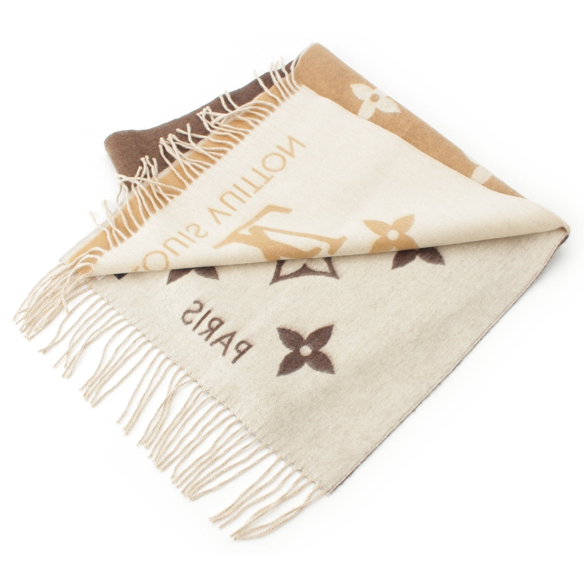 LOUIS VUITTON Estherp Reykjavik Gradient cashmere Scarf M73675 Brown x beige
