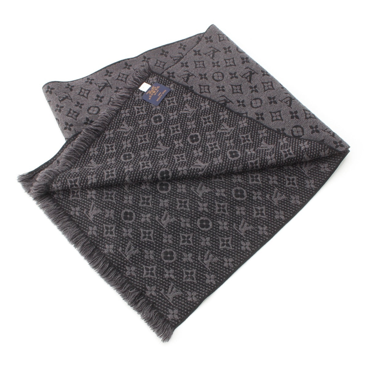 LOUIS VUITTON Monogram wool Echarpe Classic Scarf M78526 Gray black