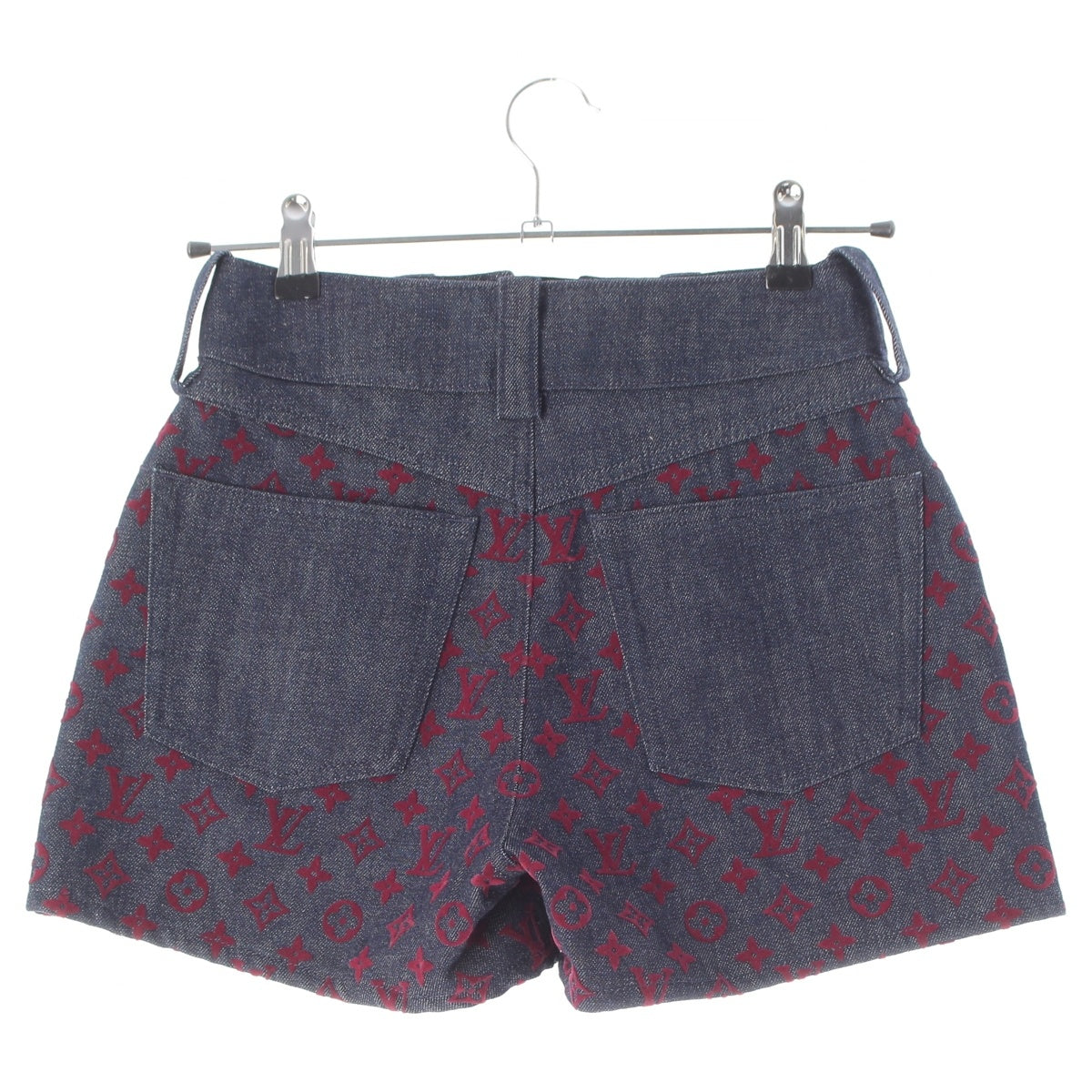 LOUIS VUITTON cotton Monogram Jacquard Denim Shorts Shorts RW232W AAX FPPA49 Indigo x red 34