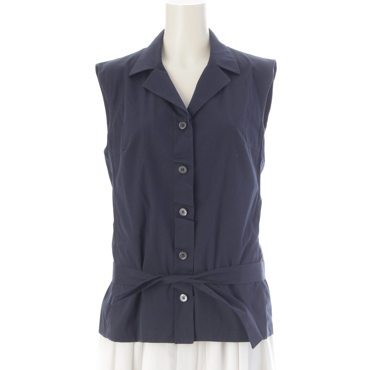 PRADA Sleeveless gilet vest with belt Best Navy 40