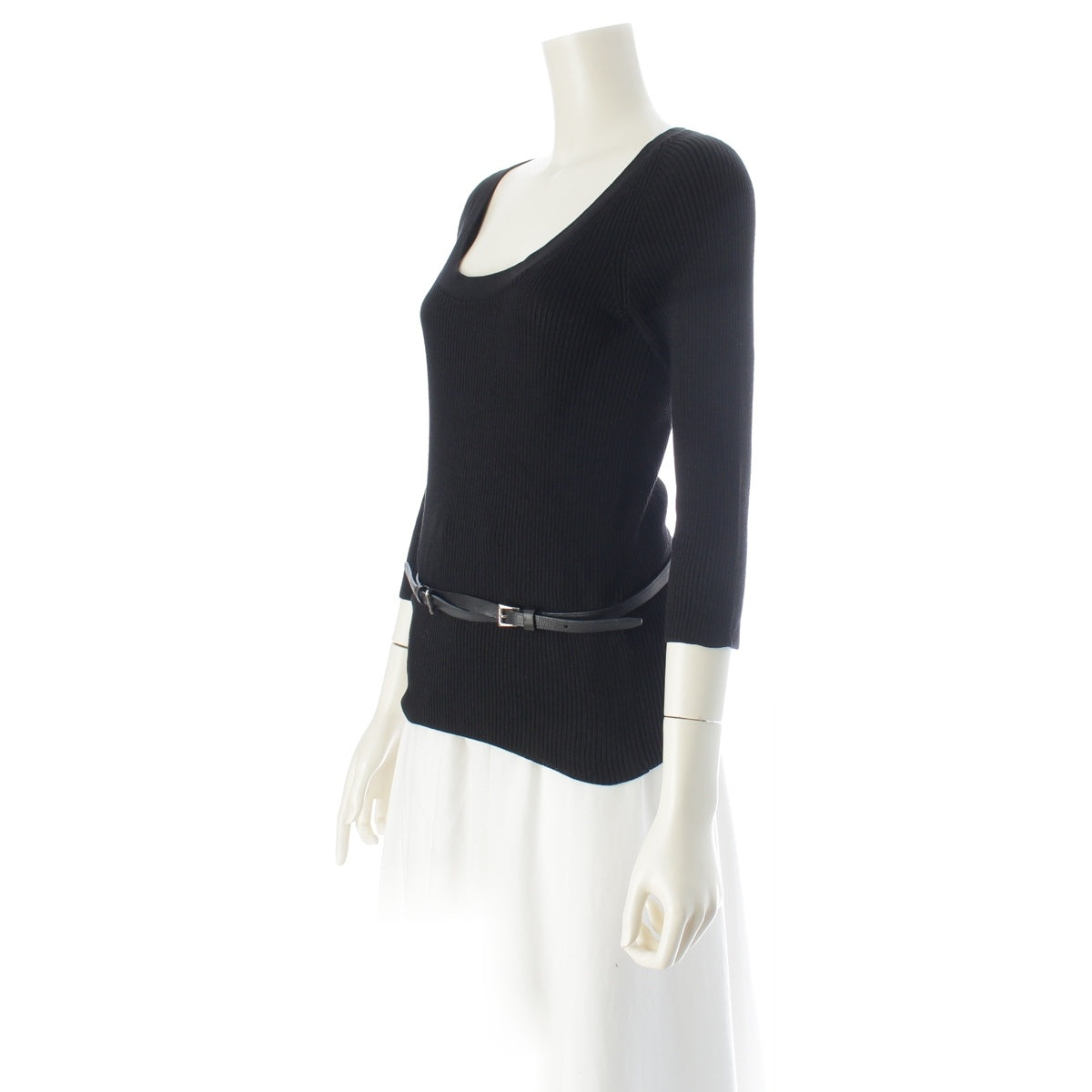 PRADA silk with leather belt knit black 42