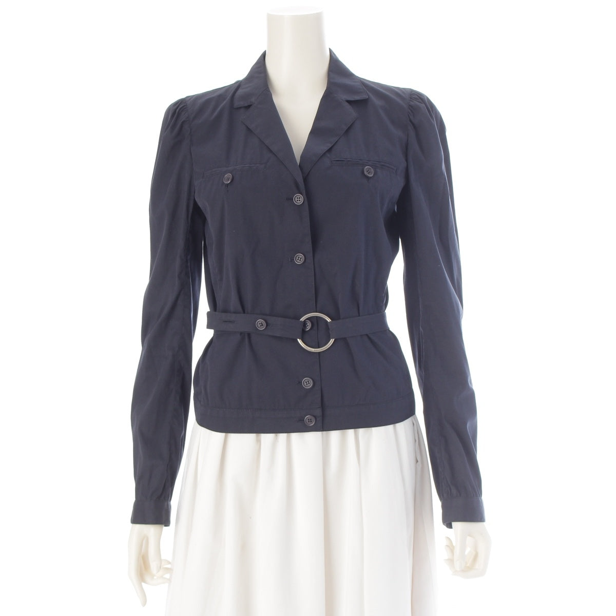 PRADA cotton Light with belt Jacket outer Navy 40